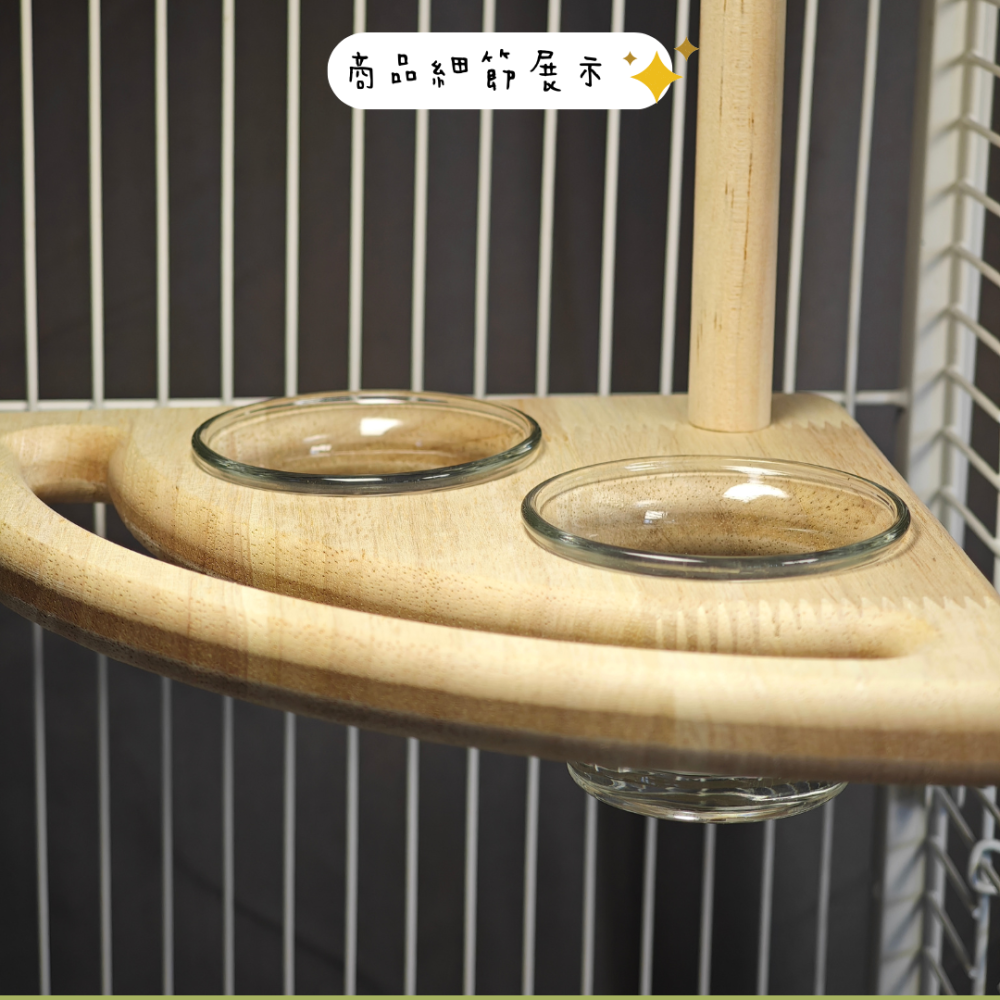 【鳥寶質感居家】原木角落小鳥食盆組｜鸚鵡食盆 鸚鵡食器 玻璃碗 原木棲木 鸚鵡用品-細節圖6