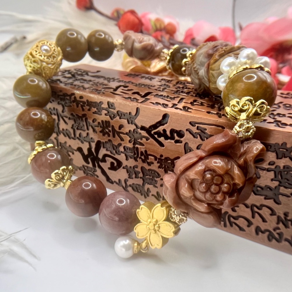 精緻雕工觀世音佛祖/牡丹花/蓮花/阿拉善瑪瑙-細節圖4