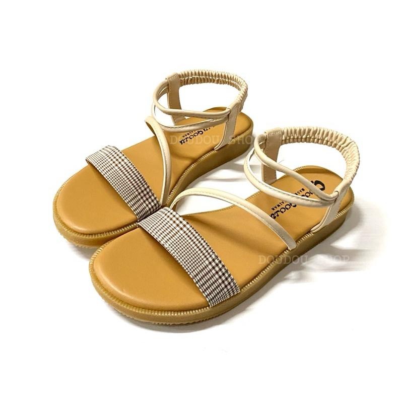 台灣製 現貨✨格紋時尚平底涼鞋 ☆黑/米-細節圖4