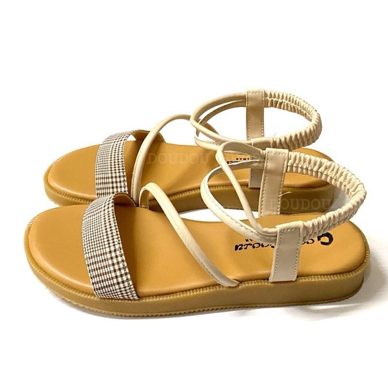 台灣製 現貨✨格紋時尚平底涼鞋 ☆黑/米-細節圖5