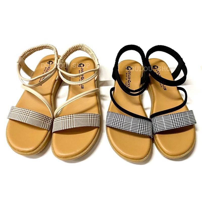 台灣製 現貨✨格紋時尚平底涼鞋 ☆黑/米-細節圖6