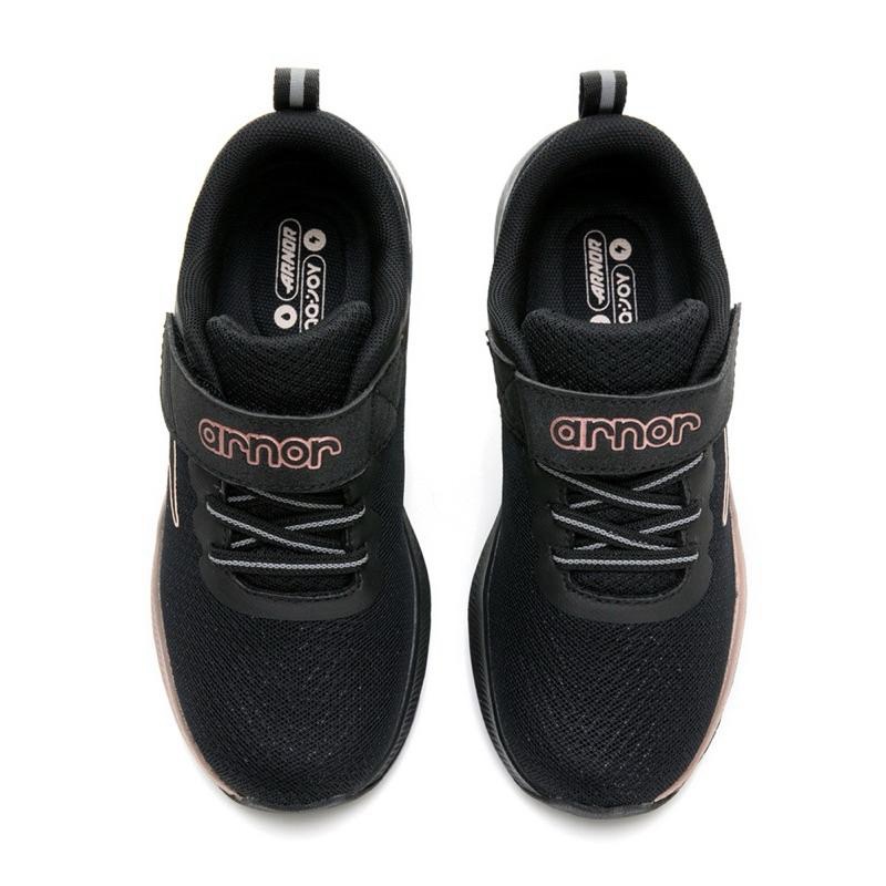 ARNOR  兒童輕量 防潑水 寬楦運動鞋 慢跑鞋 透氣 緩震 夜間反光 黑色運動鞋-細節圖2