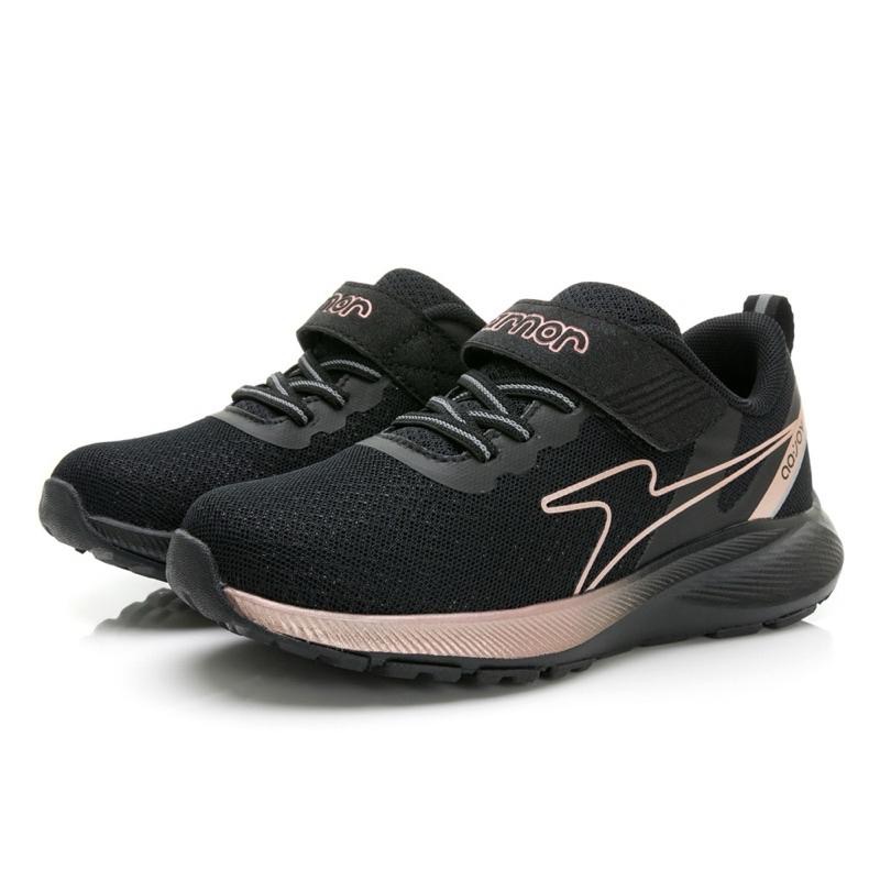 ARNOR  兒童輕量 防潑水 寬楦運動鞋 慢跑鞋 透氣 緩震 夜間反光 黑色運動鞋-細節圖6