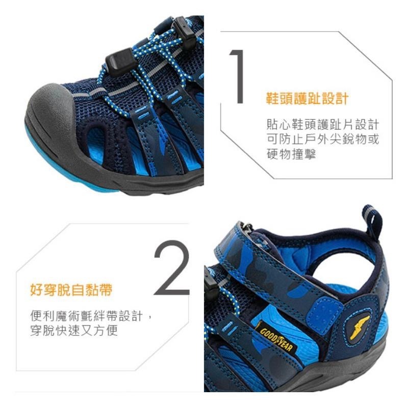 台灣出貨 現貨+預購✨固特異Goodyear兒童護趾運動涼鞋✨ 水陸兩用/防滑耐磨大底 戶外涼鞋 溯溪 男童 紫-細節圖4