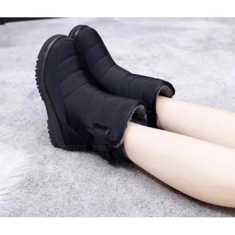 台灣出貨 現貨+預購✨太空尼龍防潑水魔鬼氈 內刷毛 中筒靴 /雪靴✨黑色-細節圖4