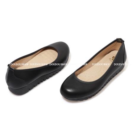 台灣製 現貨☆MIT小資女經典百搭 乳膠厚鞋墊OL 平厚底包鞋☆黑（22.5～25.5）-細節圖3