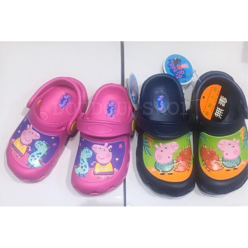 專櫃正品 正版授權 台灣製☆【Peppa Pig 佩佩豬 兩穿防水 布希鞋/涼鞋/拖鞋/園丁鞋】☆藍/粉(15~20碼)-細節圖2