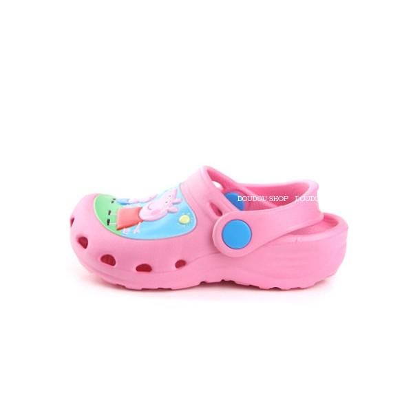 專櫃正品 正版授權 台灣製☆【Peppa Pig 佩佩豬 兩穿防水 布希鞋/涼鞋/拖鞋/園丁鞋】☆藍/粉(15~20碼)-細節圖4