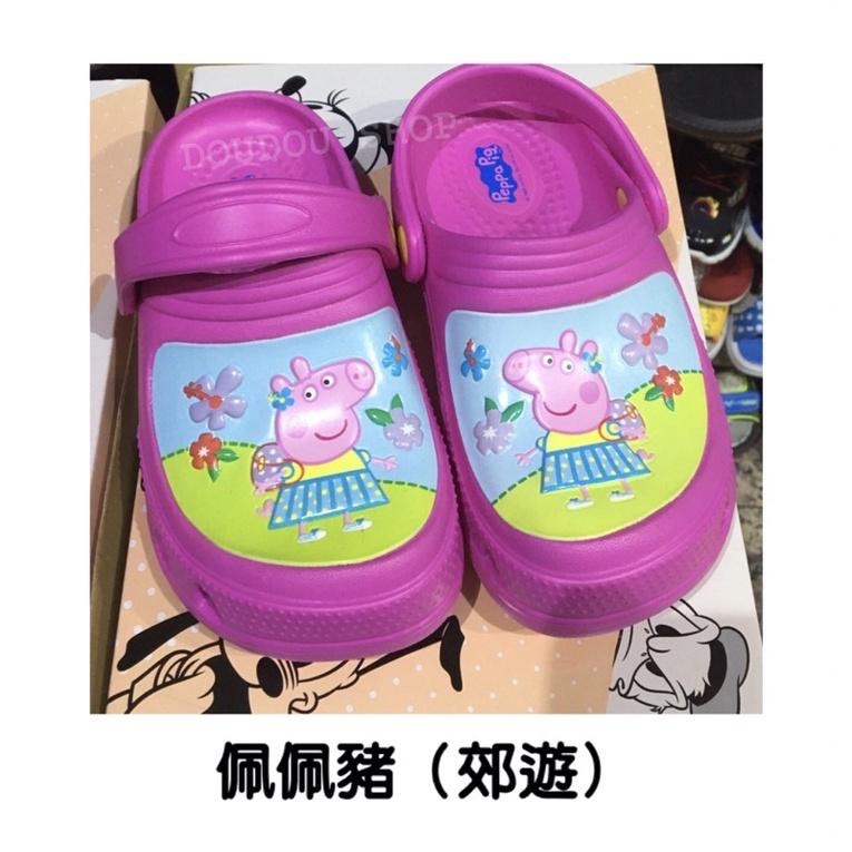專櫃正品 正版授權 台灣製☆【Peppa Pig 佩佩豬 兩穿防水 布希鞋/涼鞋/拖鞋/園丁鞋】☆藍/粉(15~20碼)-細節圖6
