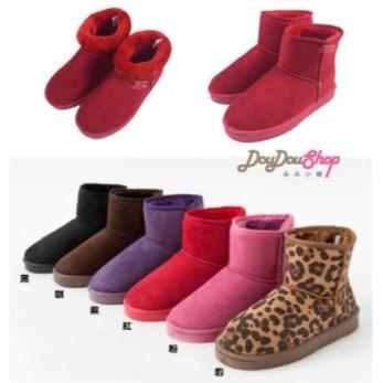 台灣現貨∞ 【秋冬新品‧暖呼呼毛茸可反折兩穿式短筒雪靴(橡膠底)】 棕 / 咖啡 / 黑 / 紅 / 粉/藍/豹紋-細節圖4