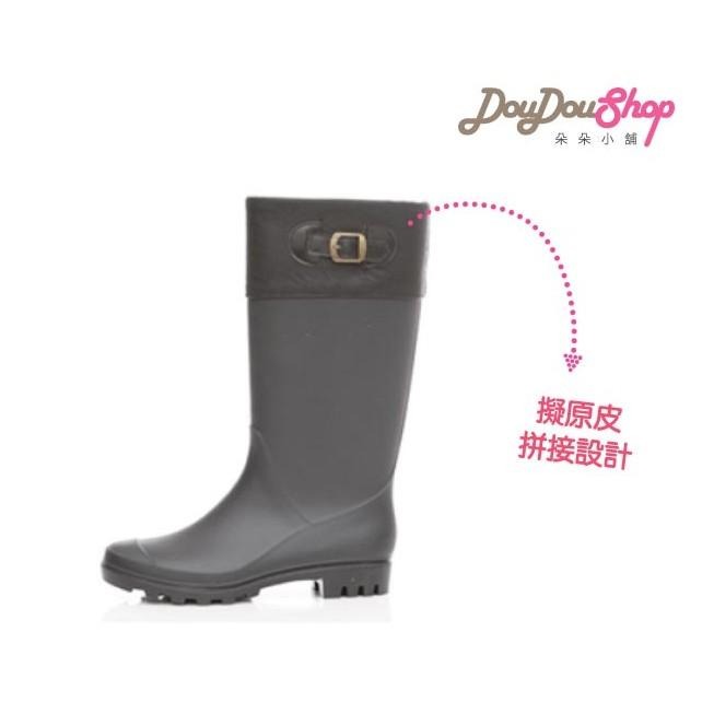 ∞ 朵朵小舖 ∞☆【 拚接皮革扣環軍風長筒雨靴】 ☆ 黑/咖-細節圖7