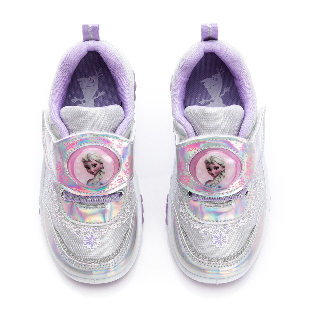 台灣製   現貨🌟專櫃鞋 冰雪奇緣  Frozen 炫光電燈運動鞋 艾莎 安娜  兒童球鞋 女童 防臭 止滑 銀粉色-細節圖2