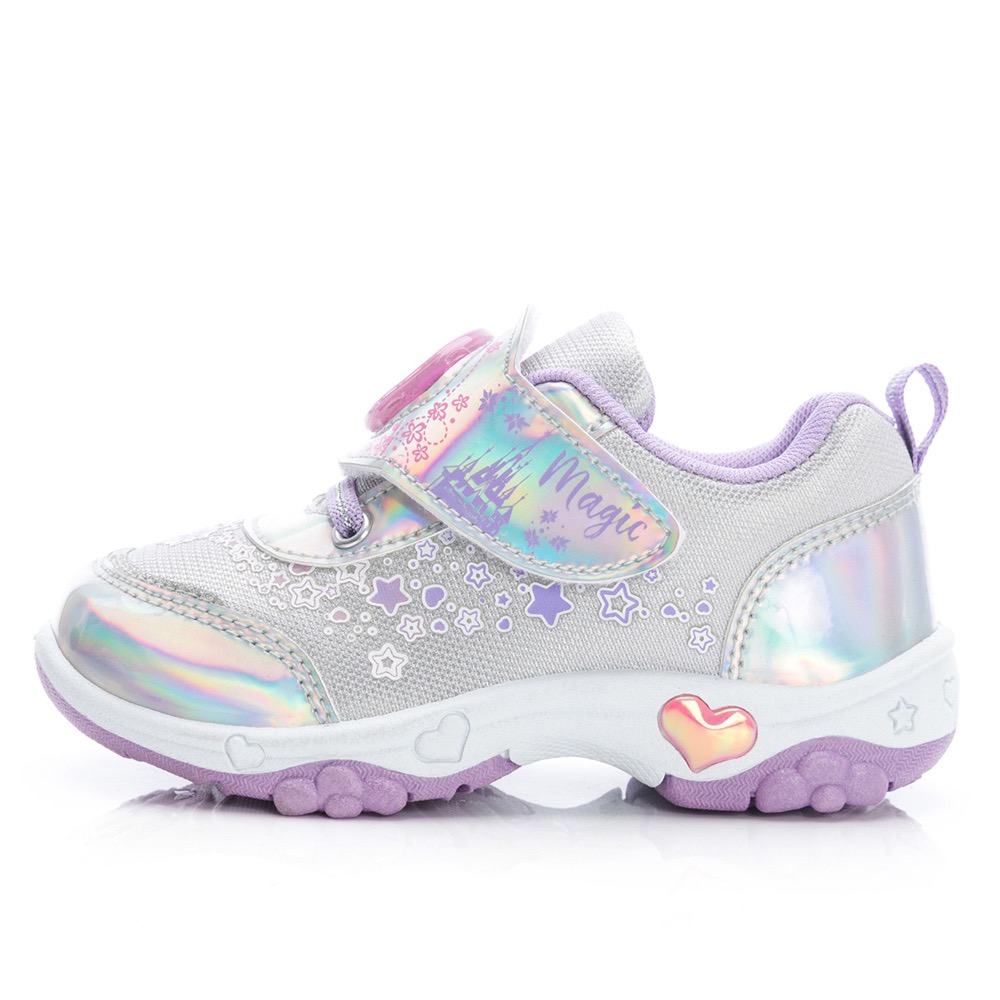 台灣製   現貨🌟專櫃鞋 冰雪奇緣  Frozen 炫光電燈運動鞋 艾莎 安娜  兒童球鞋 女童 防臭 止滑 銀粉色-細節圖3