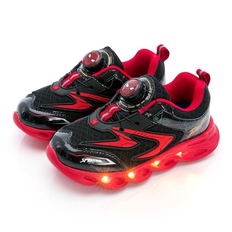台灣出貨  現貨+預購🌟新款 漫威 Spiderman 蜘蛛人 旋轉扣 輕量 電燈運動鞋 兒童球鞋  男童 女童-細節圖2