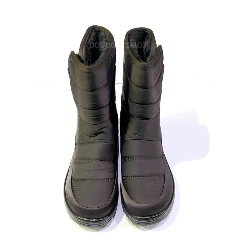 台灣出貨 現貨+預購✨太空尼龍 防潑水 魔鬼氈 內刷毛 中筒靴 /雪靴✨咖色-細節圖2