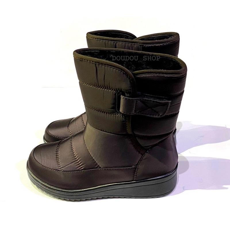 台灣出貨 現貨+預購✨太空尼龍 防潑水 魔鬼氈 內刷毛 中筒靴 /雪靴✨咖色-細節圖4