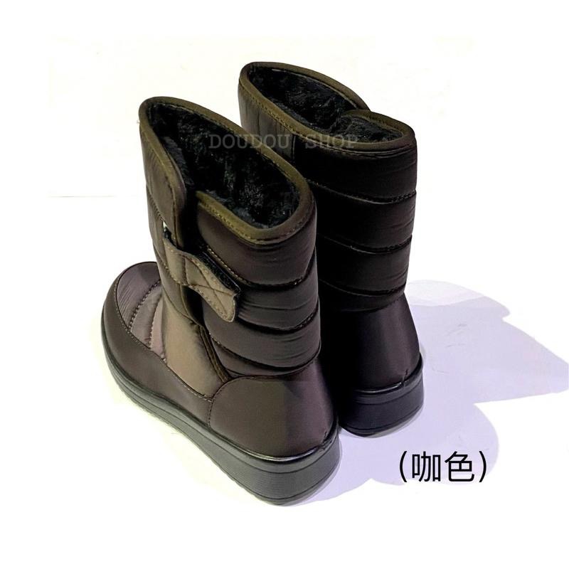 台灣出貨 現貨+預購✨太空尼龍 防潑水 魔鬼氈 內刷毛 中筒靴 /雪靴✨咖色-細節圖5