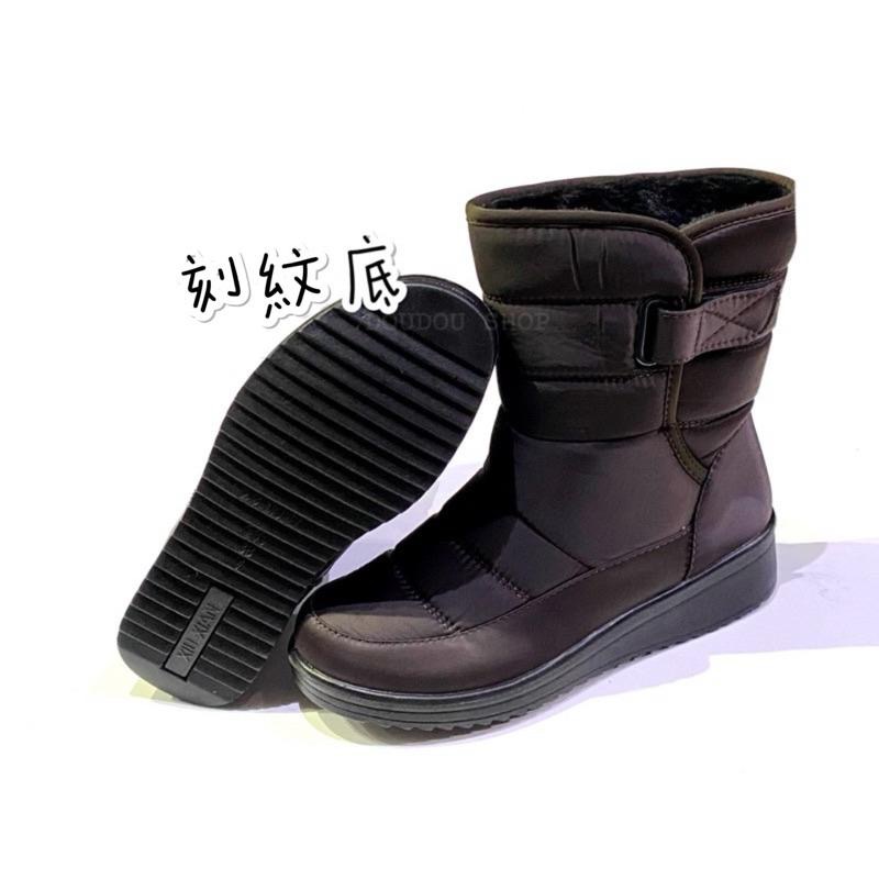 台灣出貨 現貨+預購✨太空尼龍 防潑水 魔鬼氈 內刷毛 中筒靴 /雪靴✨咖色-細節圖6