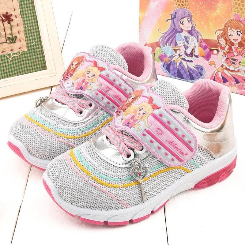 台灣製 現貨🌈專櫃鞋品💗正版授權✨限量特惠☆偶像學園 愛心鑽飾 女童 電燈鞋  兒童運動鞋 防臭 透氣 球鞋☆桃/銀-細節圖3