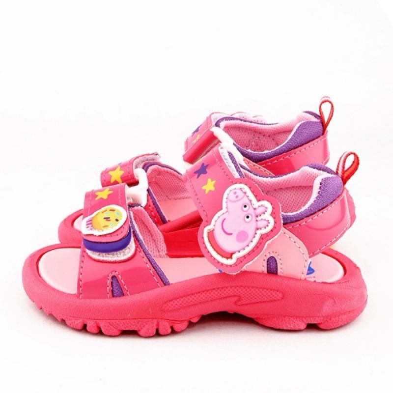 MIT 台灣製 現貨 限量降售🔥正版授權☆ PeppaPig佩佩豬 喬治  兒童涼鞋 魔鬼氈 透氣 止滑 ☆藍/粉-細節圖3