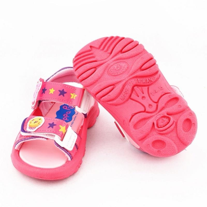 MIT 台灣製 現貨 限量降售🔥正版授權☆ PeppaPig佩佩豬 喬治  兒童涼鞋 魔鬼氈 透氣 止滑 ☆藍/粉-細節圖4