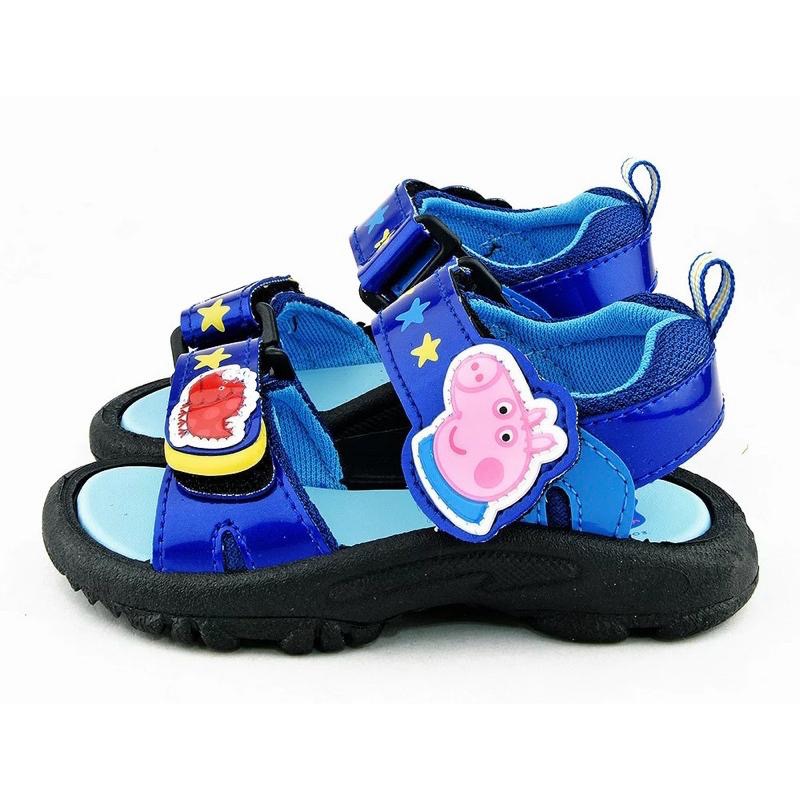 MIT 台灣製 現貨 限量降售🔥正版授權☆ PeppaPig佩佩豬 喬治  兒童涼鞋 魔鬼氈 透氣 止滑 ☆藍/粉-細節圖5