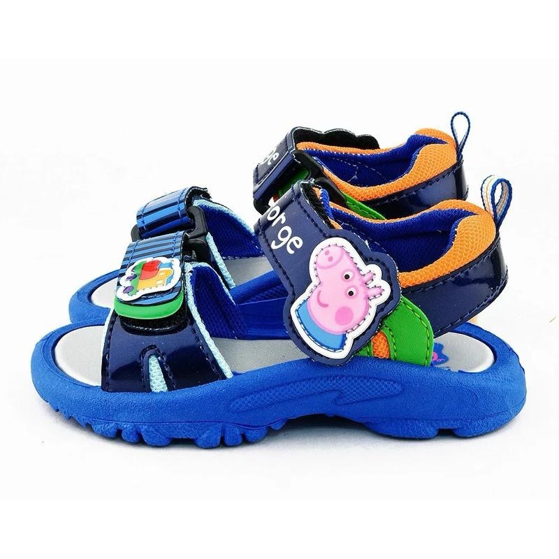 MIT 台灣製 現貨 限量降售🔥正版授權☆ PeppaPig佩佩豬 喬治  兒童涼鞋 魔鬼氈 透氣 止滑 ☆藍/粉-細節圖7