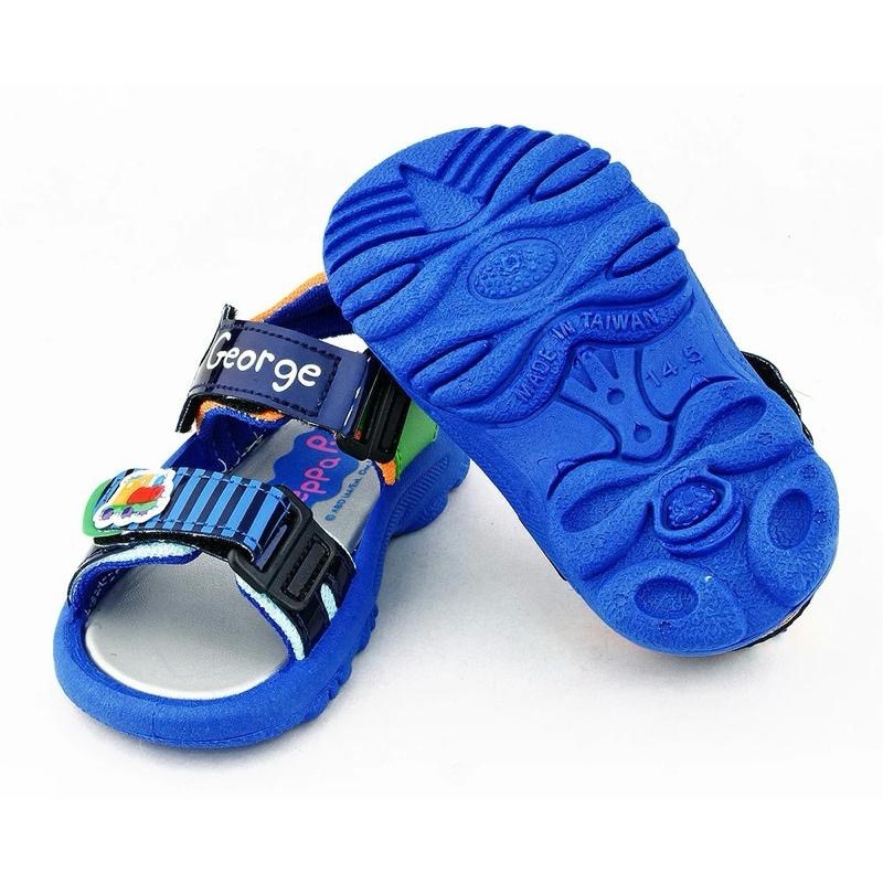 MIT 台灣製 現貨 限量降售🔥正版授權☆ PeppaPig佩佩豬 喬治  兒童涼鞋 魔鬼氈 透氣 止滑 ☆藍/粉-細節圖8