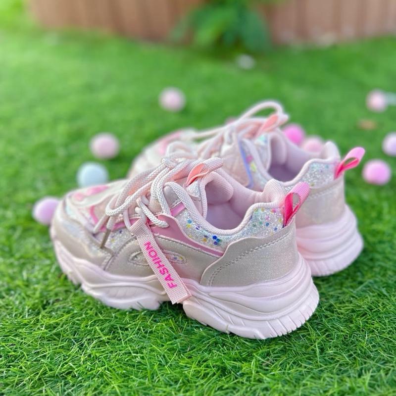 台灣出貨✨ 兒童 老爹鞋  減壓 輕量 百搭時尚 閃亮亮片 兒童球鞋 兒童運動鞋 休閒運動鞋 粉 紫-細節圖4