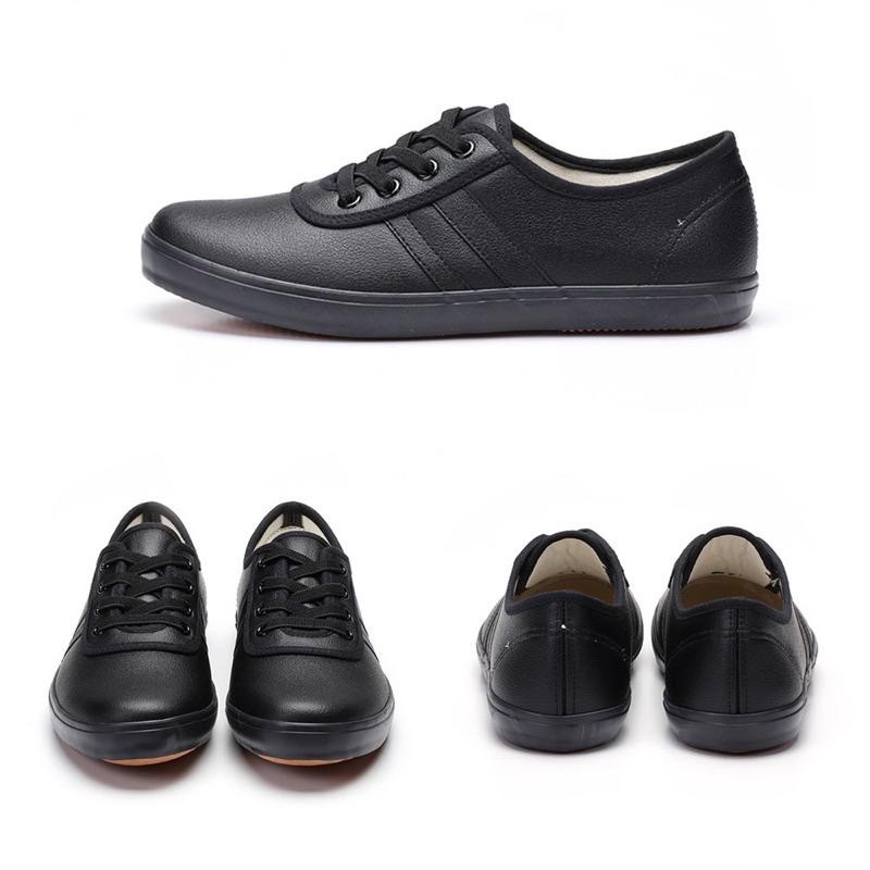 台灣製 現貨+預購✨女 黑色 鬆緊 直套式 休閒鞋 皮質面 運動休閒鞋  皮面休閒鞋 止滑 全黑鞋  懶人鞋 黑色運動鞋-細節圖3