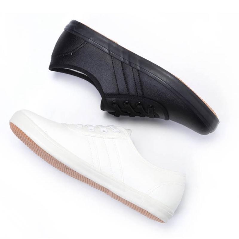 台灣製 現貨+預購✨女 黑色 鬆緊 直套式 休閒鞋 皮質面 運動休閒鞋  皮面休閒鞋 止滑 全黑鞋  懶人鞋 黑色運動鞋-細節圖5