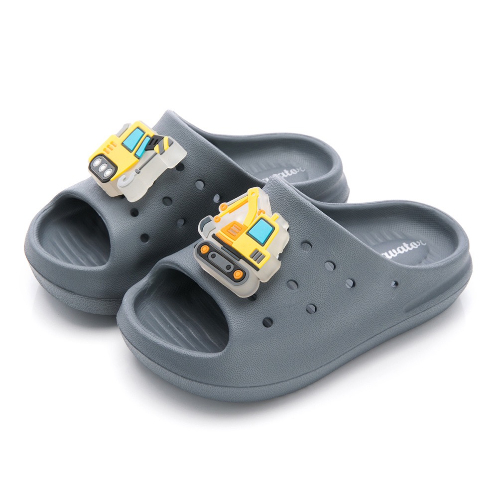 台灣製 兒童拖鞋 電燈 工程車 怪手 防水 速乾 水陸兩用 戶外拖鞋 室內拖鞋 輕量-細節圖2