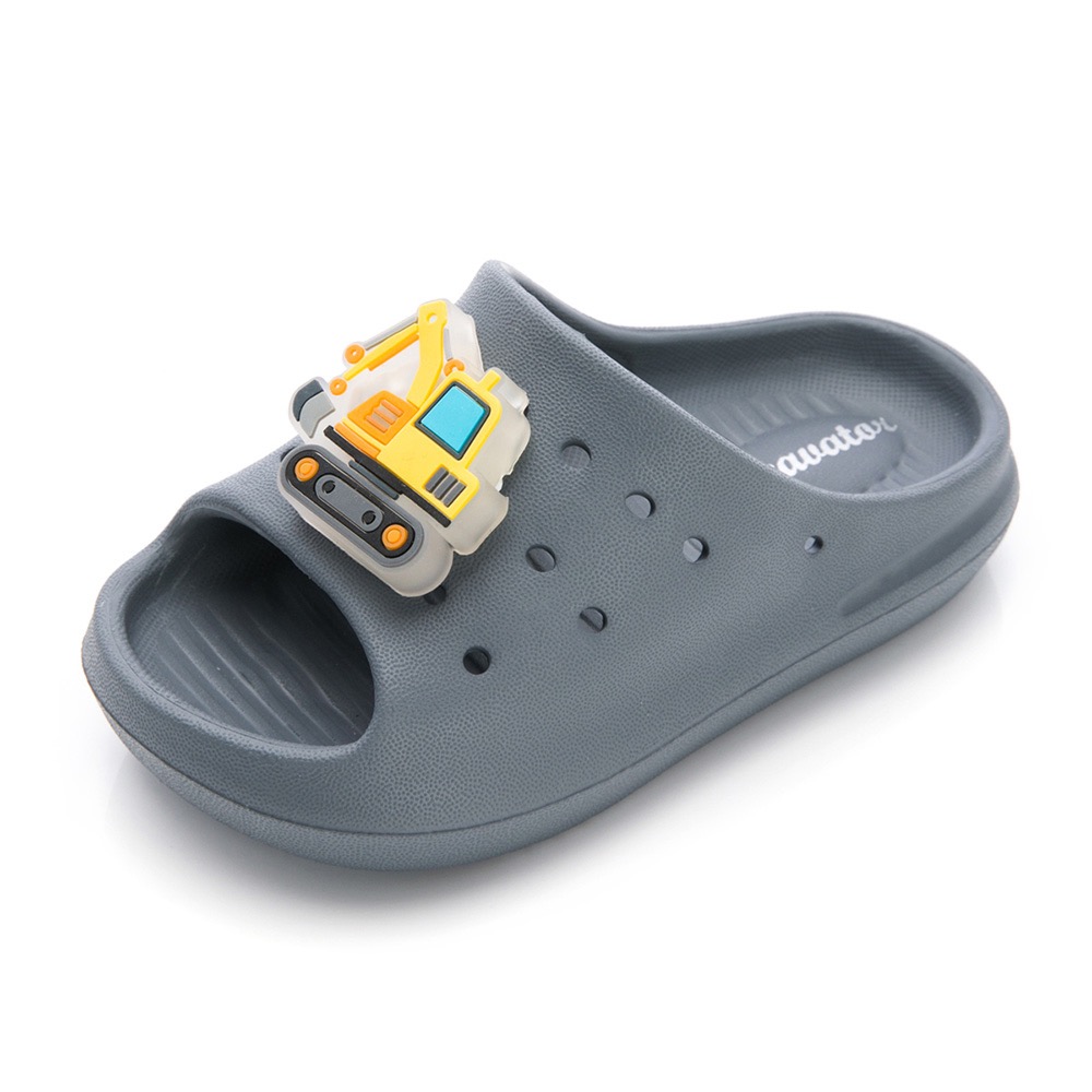 台灣製 兒童拖鞋 電燈 工程車 怪手 防水 速乾 水陸兩用 戶外拖鞋 室內拖鞋 輕量-細節圖3