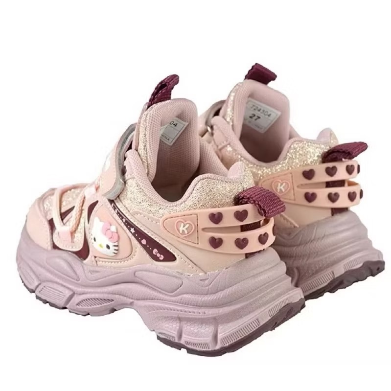 台灣現貨🌈專櫃鞋品✨KITTY  飾釦亮片 老爹鞋 魔鬼氈運動鞋  減壓 輕量 兒童球鞋 兒童運動鞋 休閒運動-細節圖4