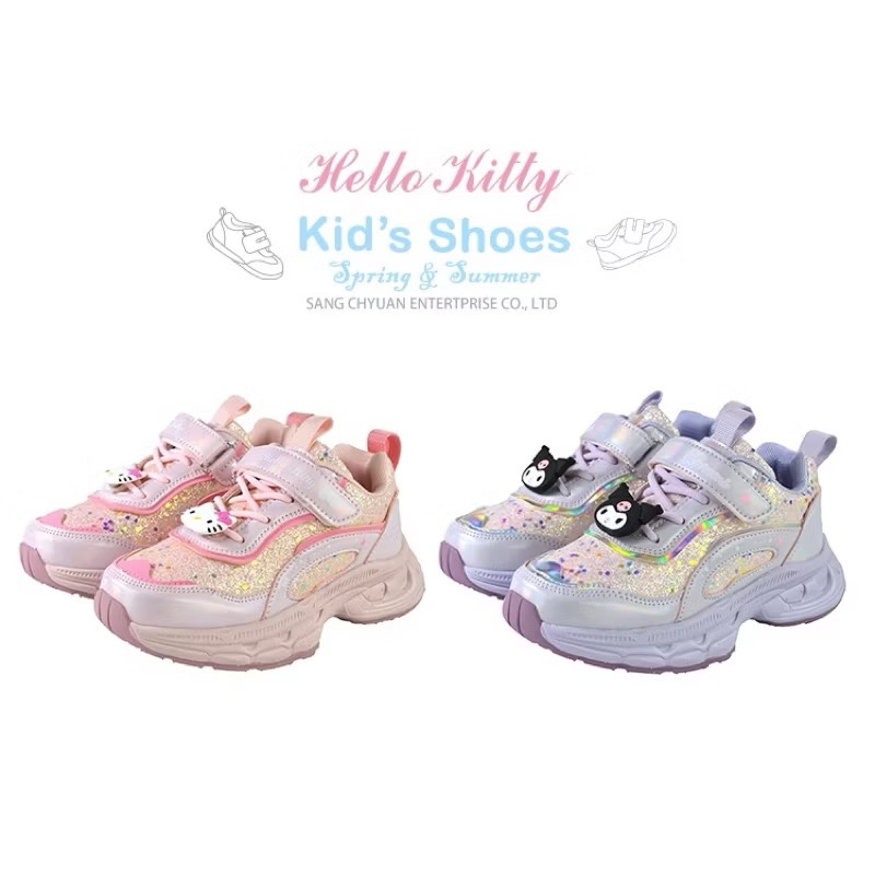台灣現貨🌈專櫃鞋品✨酷洛米 KITTY  飾釦亮片 老爹鞋 魔鬼氈運動鞋  減壓 輕量 兒童球鞋 兒童運動鞋 休閒運動-細節圖2