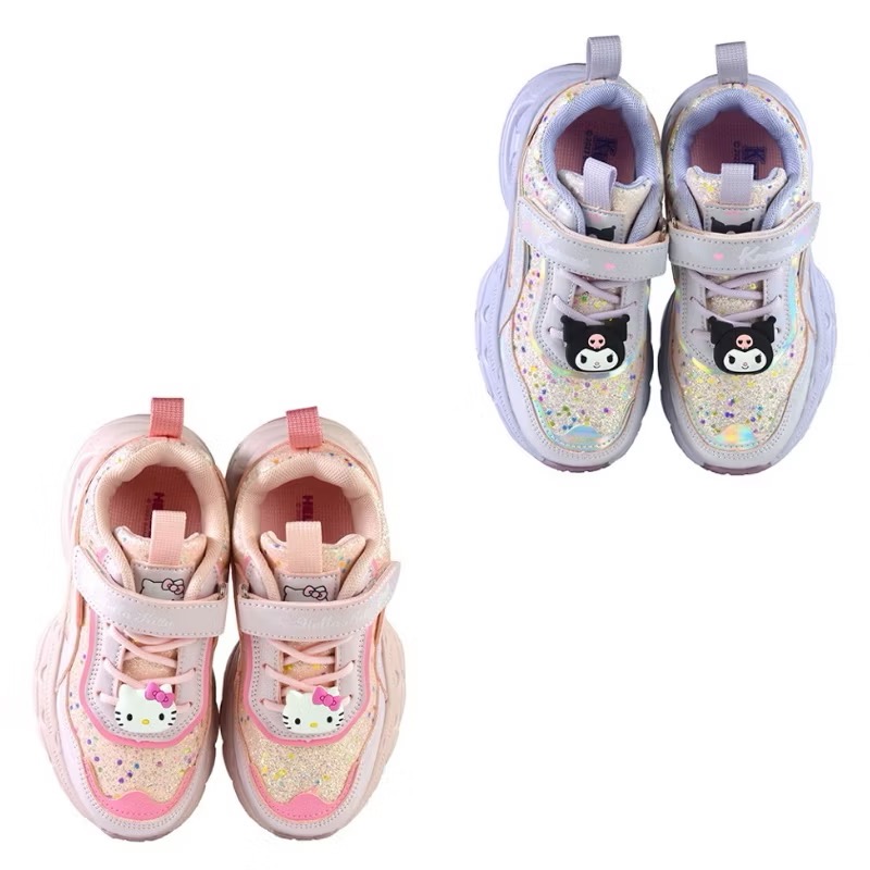 台灣現貨🌈專櫃鞋品✨酷洛米 KITTY  飾釦亮片 老爹鞋 魔鬼氈運動鞋  減壓 輕量 兒童球鞋 兒童運動鞋 休閒運動-細節圖3