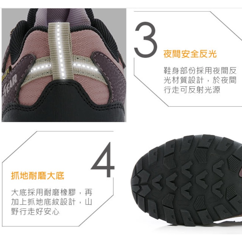 GOODYEAR  固特異 女鞋 寬楦 透濕防水 郊山健行鞋 登山鞋 酒紅 健行鞋 夜間反光-細節圖9
