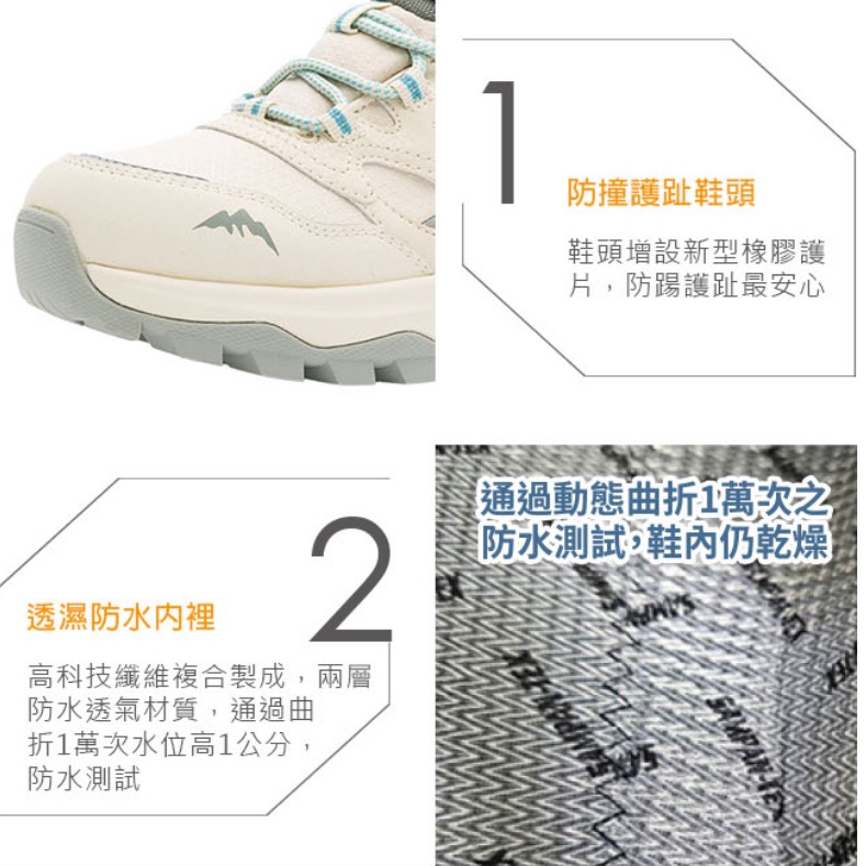 GOODYEAR  固特異 女鞋 寬楦 透濕防水 郊山健行鞋 登山鞋 米白 健行鞋 夜間反光-細節圖2
