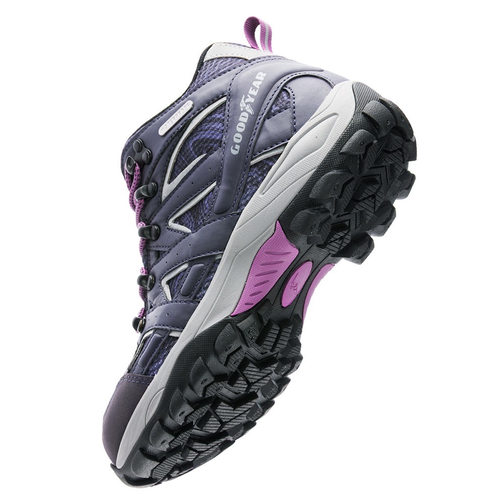 GOODYEAR 固特異 女 高筒 戶外 健行鞋 登山鞋 動態防水 夜間反光 紫藍-細節圖8