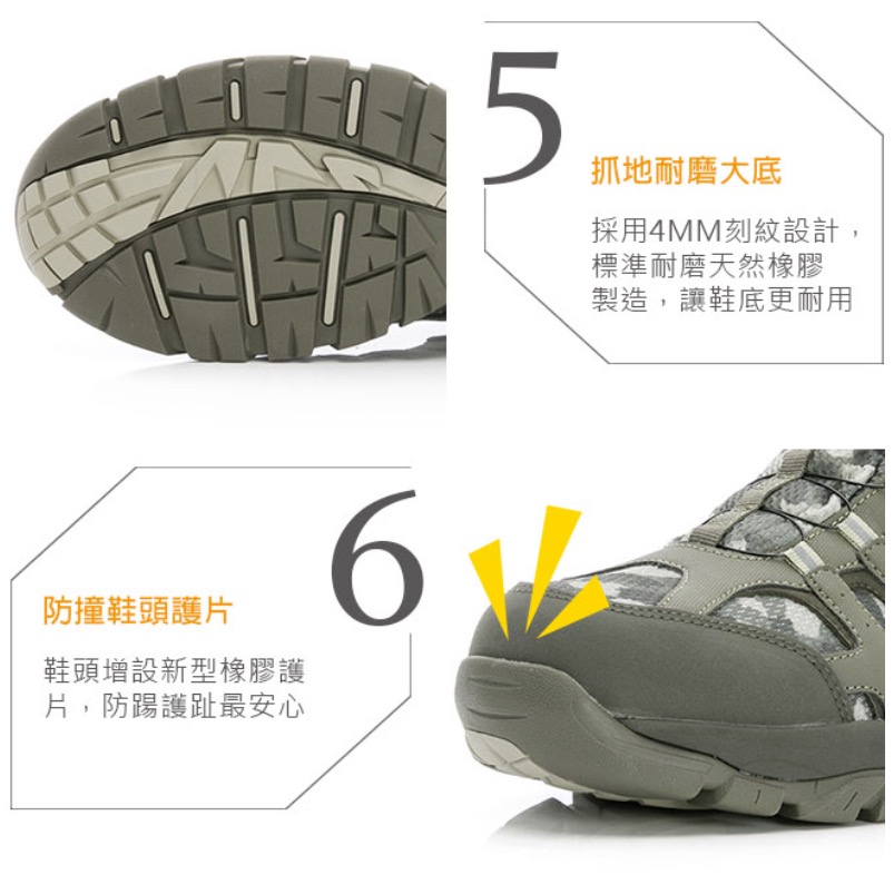 GOODYEAR 固特異 男士 轉扣 郊山健行鞋 運動鞋 透氣 緩震 防滑 乳膠鞋墊 夜間安全反光 靜態防水 軍綠-細節圖5