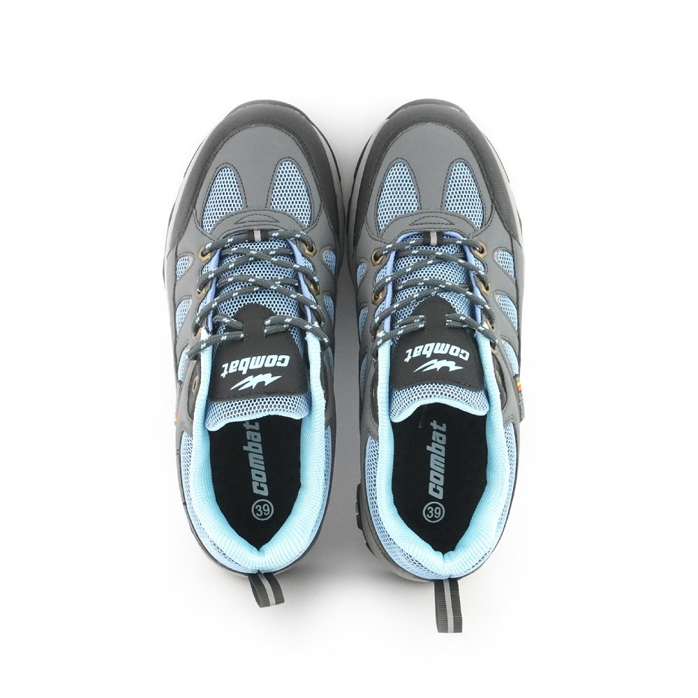 COMBAT 女 防潑水 戶外 登山鞋 戶外鞋 健行 透氣 吸震 止滑 耐磨 夜光 乳膠鞋墊 灰藍-細節圖9