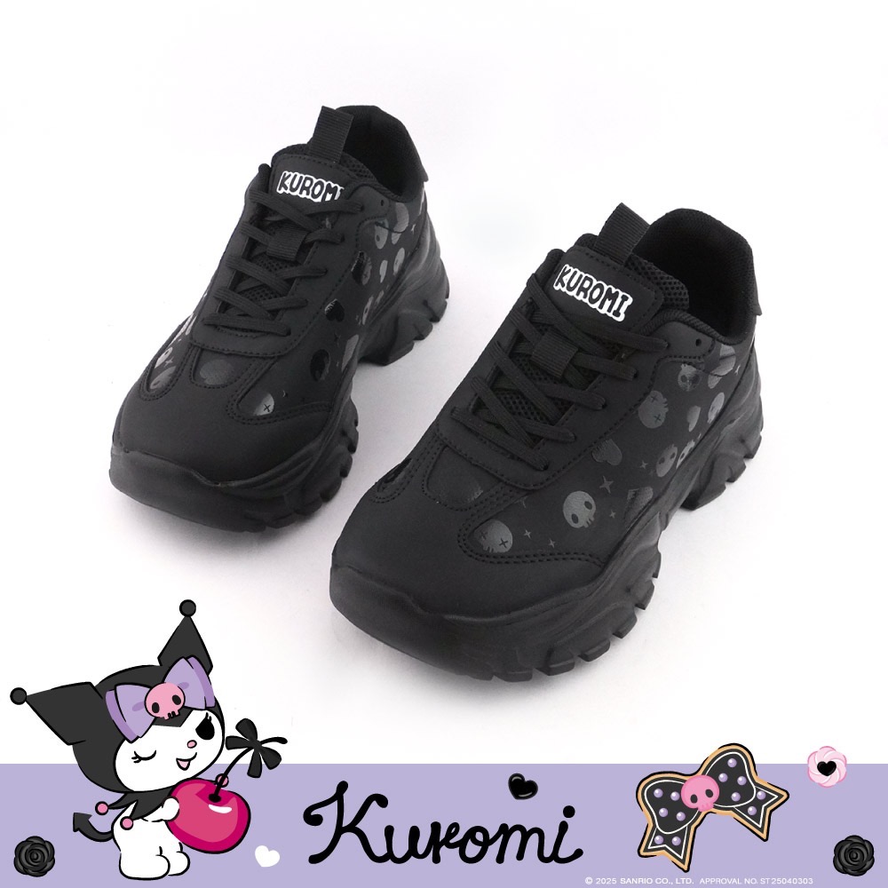 KUROMI  酷洛米 女 正版授權  羽量 厚底 老爹鞋 Q彈 吸震 休閒鞋 黑-細節圖8