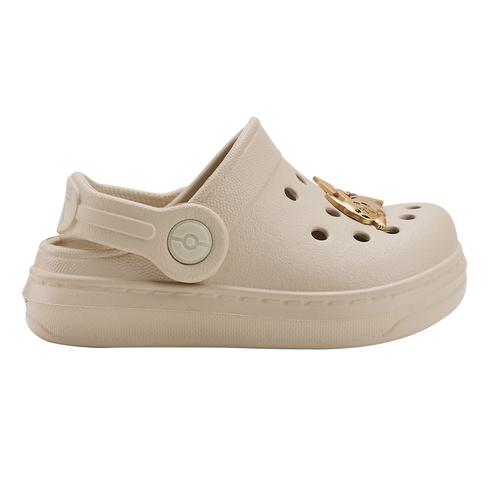 台灣製 童鞋 Pokémon 寶可夢 正版授權 皮卡丘 金屬造型飾釦 防水 輕量 洞洞涼鞋 護趾 園丁鞋 拖鞋 洞洞鞋-細節圖4