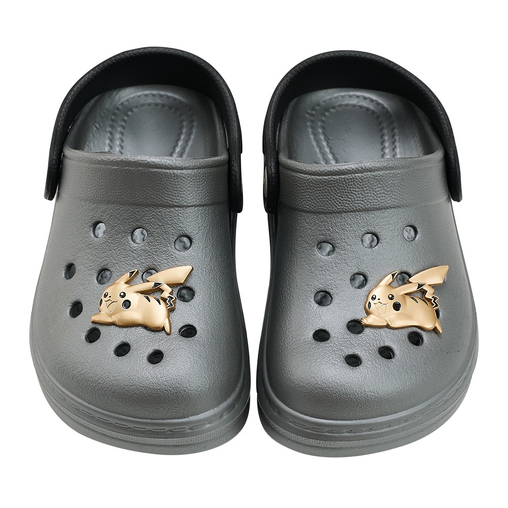 台灣製 童鞋 Pokémon 寶可夢 正版授權 皮卡丘 金屬造型飾釦 防水 輕量 洞洞涼鞋 護趾 園丁鞋 拖鞋 洞洞鞋-細節圖5