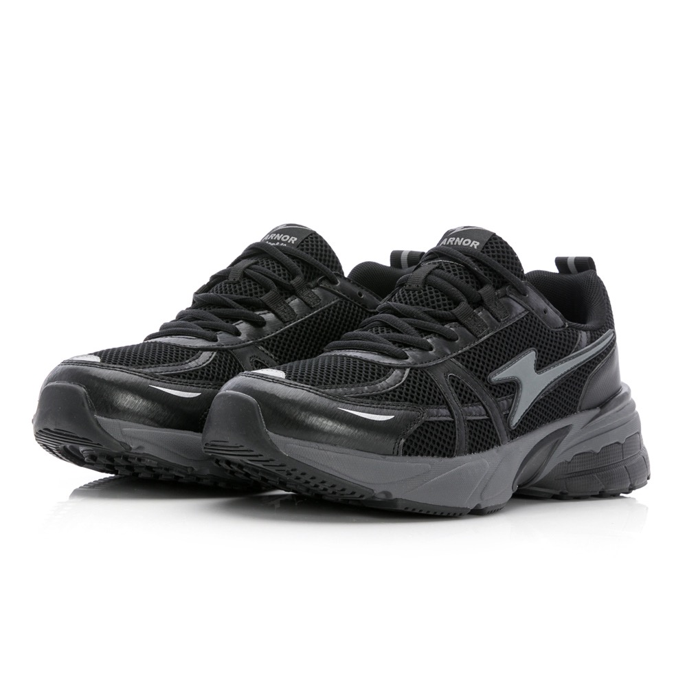 復古潮流 男 2E寬楦 緩震 慢跑鞋 輕量 透氣 吸震 回彈 減壓 運動鞋 夜間反光 工作鞋 私校 黑-細節圖2