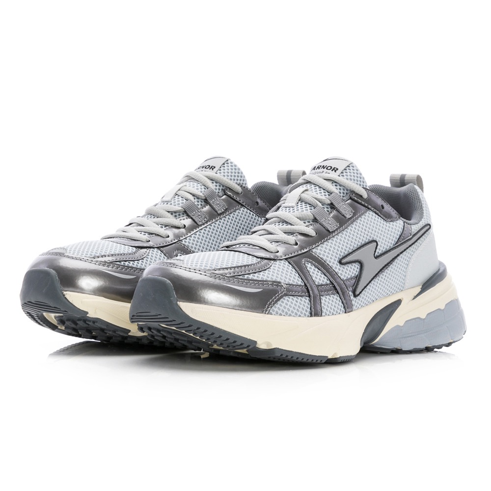 復古潮流 男 2E寬楦 緩震 慢跑鞋 輕量 透氣 吸震 回彈 減壓 運動鞋 夜間反光 工作鞋 灰銀-細節圖2