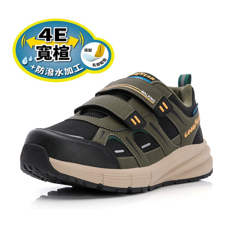 GOODYEAR 固特異  4E 寬楦 防潑水 健走鞋 運動鞋 防潑水健走鞋 魔鬼氈 透氣 防滑 夜間反光-細節圖2