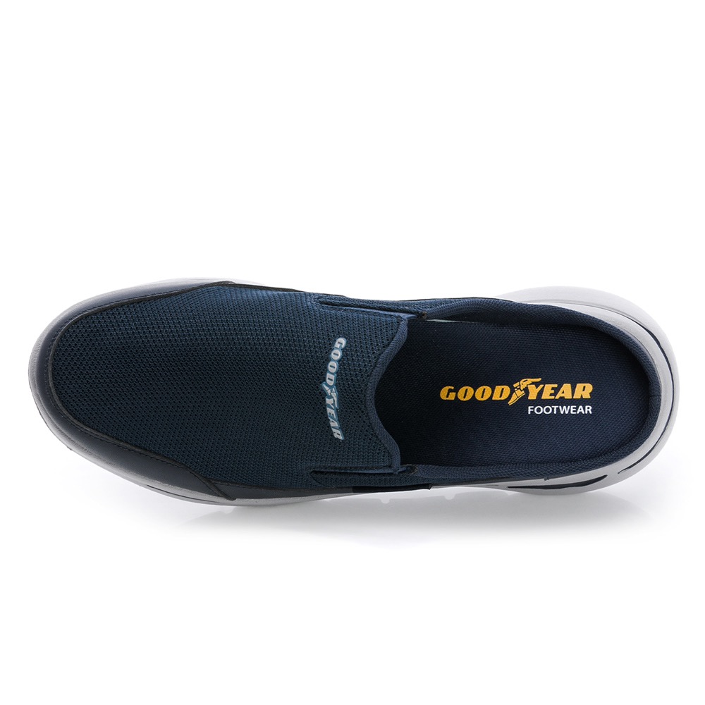 固特異 GOODYEAR 防潑水 穆勒鞋 健走鞋 懶人鞋 透氣 避震 輕便鞋 舒適 健走大底 穆勒健走鞋 前包後空 藍-細節圖6