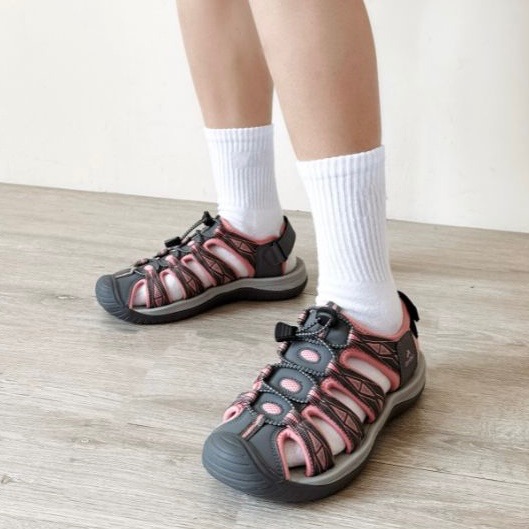 ARRIBA 女 輕量 護趾 織帶 涼鞋 戶外鞋 運動涼鞋 止滑 緩震 舒適 灰粉-細節圖2