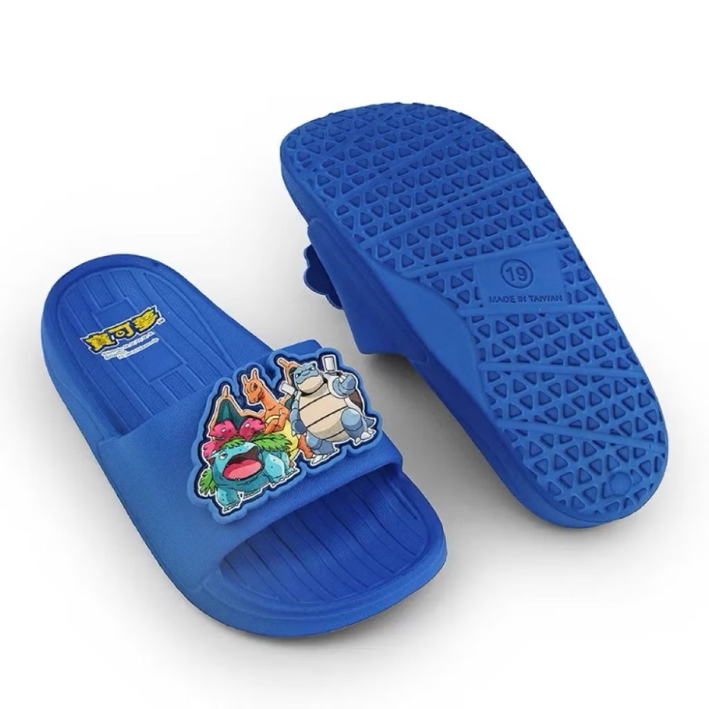 台灣製 精靈寶可夢 神奇寶貝 pokemon 噴火龍 水箭龜 妙蛙種子 輕量 一體成型 兒童 防水 拖鞋-細節圖2